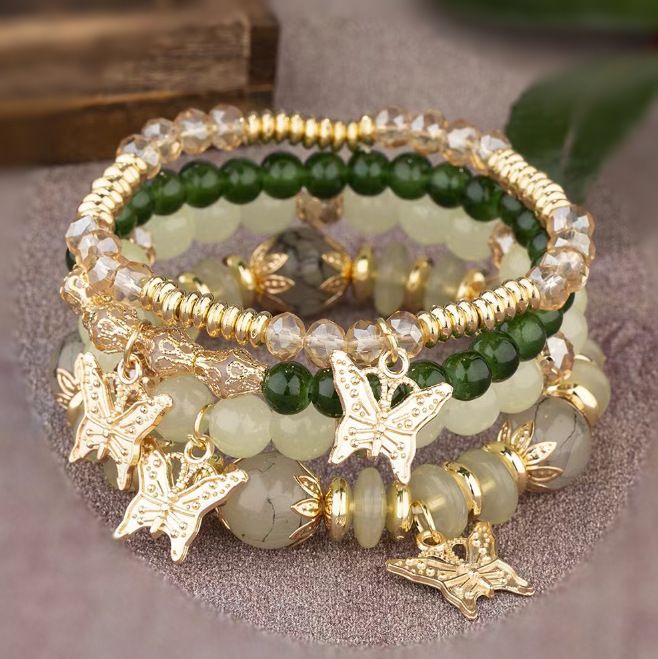 4pcs String Bead Lady Bracelet New Fashion Style Hand Chain Bracelet Set Four-piece Butterfly Bracelet Trendy Hand Jewelry Gift