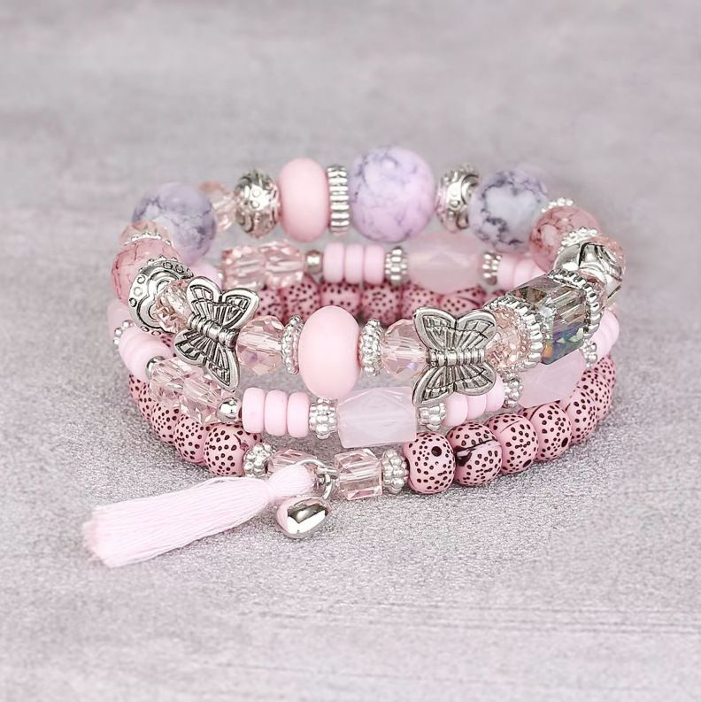 4pcs String Bead Lady Bracelet New Fashion Style Hand Chain Bracelet Set Four-piece Butterfly Bracelet Trendy Hand Jewelry Gift