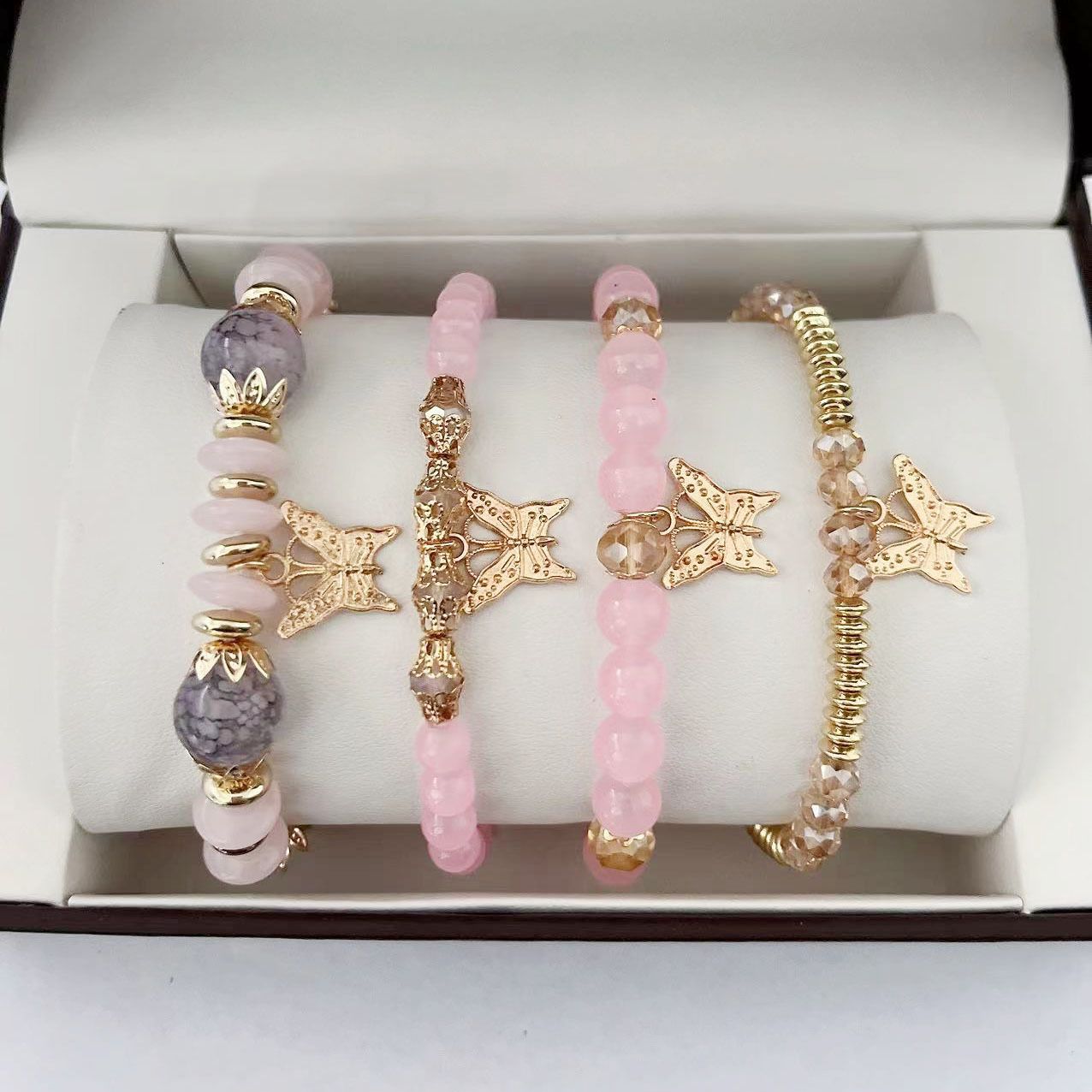 4pcs String Bead Lady Bracelet New Fashion Style Hand Chain Bracelet Set Four-piece Butterfly Bracelet Trendy Hand Jewelry Gift