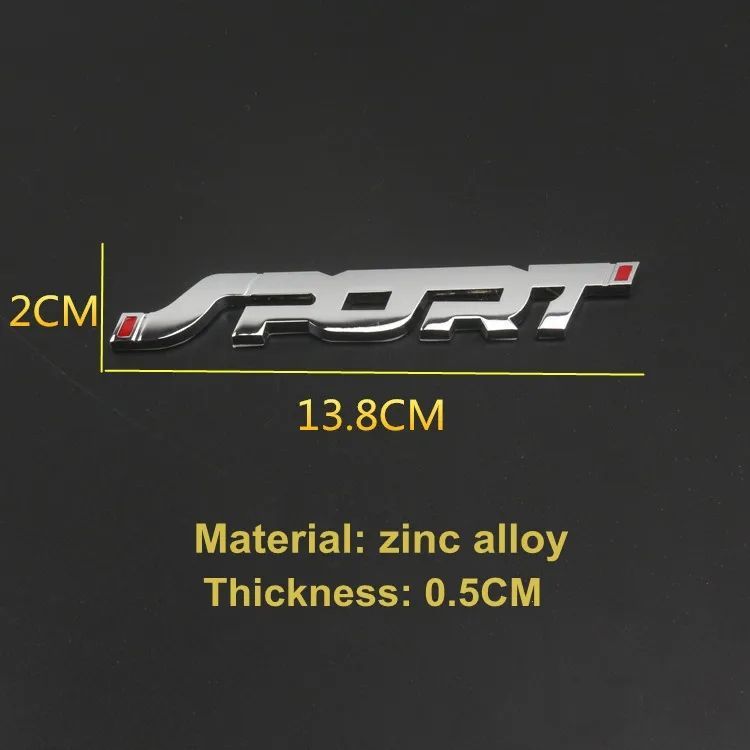 Car Accessories Sticker Styling Metal 3D Chrome Black Auto Car Trunk Racing Sport Word Letter Logo Emblem Badge Decal Sticker E-1286