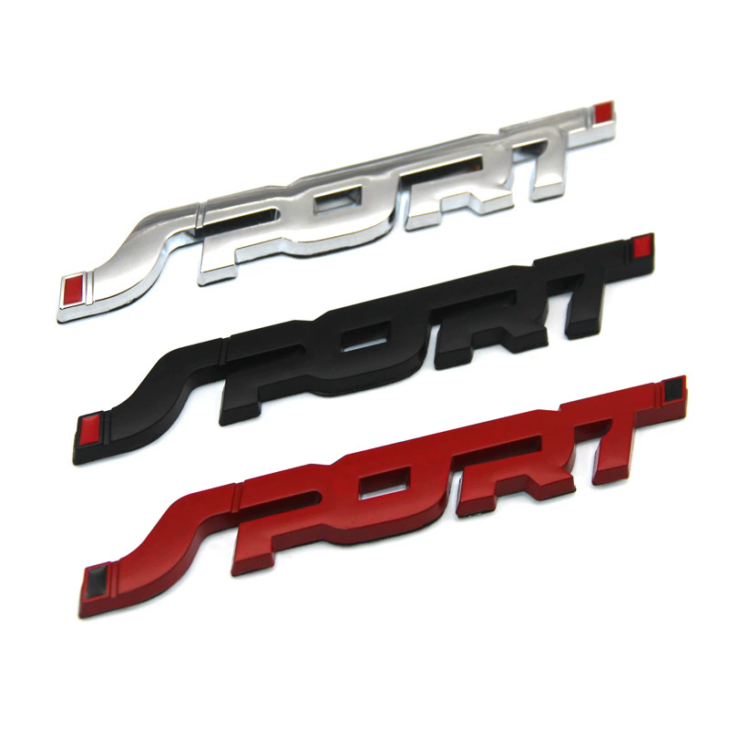 Car Accessories Sticker Styling Metal 3D Chrome Black Auto Car Trunk Racing Sport Word Letter Logo Emblem Badge Decal Sticker E-1286