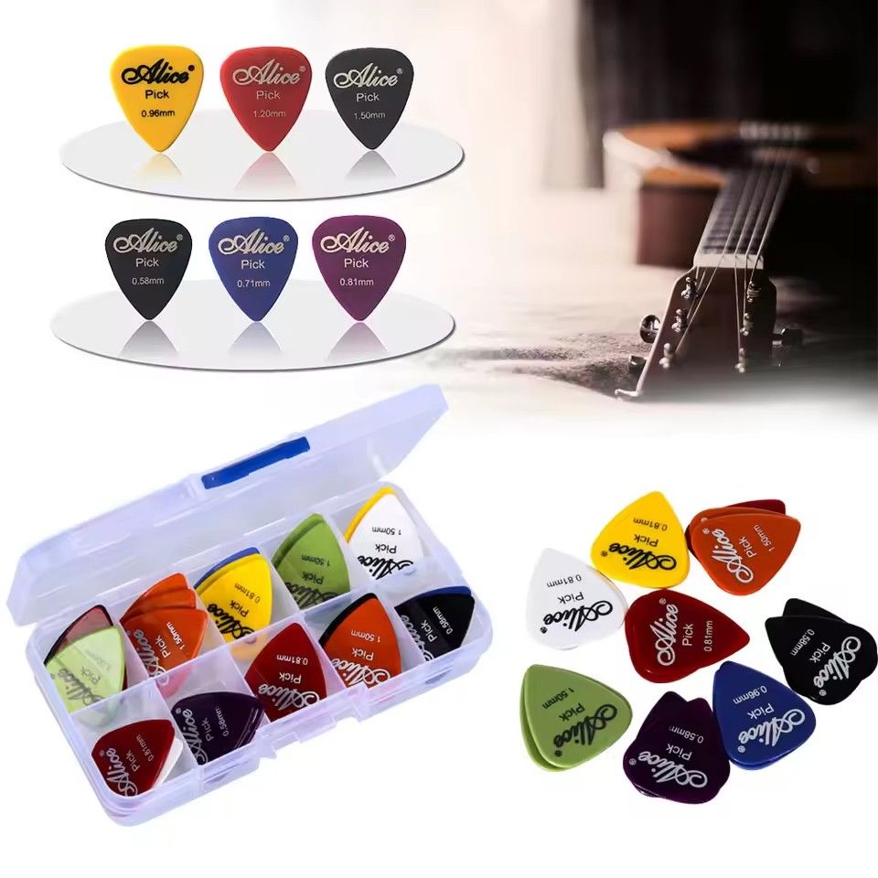 50Pcs/Set Electric Guitar Pick Acoustic Music Picks Plectrum 0.58/0.71/0.81/0.96/1.20/1.50mm Thickness Guitar Accessories GYH