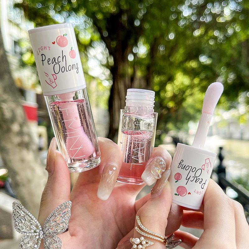 Honey Peach Tinted Lip Oil Lip Enhancer Serum Long Lasting Non-stick Moisturizes Vitamin E Lip Beauty Lip Care Serum B2-859 view 2