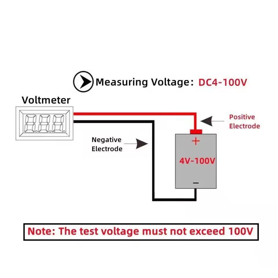 Dc 4-100v Led Digital Display Round Two-wire Voltmeter Dc Digital  Car Voltage Current Meter Volt Detector Tester Monitor Pane C-350