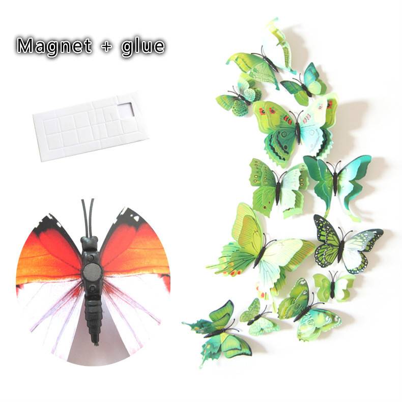 12Pcs 3D Double layer Butterfly Wall Sticker on the wall for Home Decor DIY Butterflies Fridge Magnet stickers Room Decoration D4-6