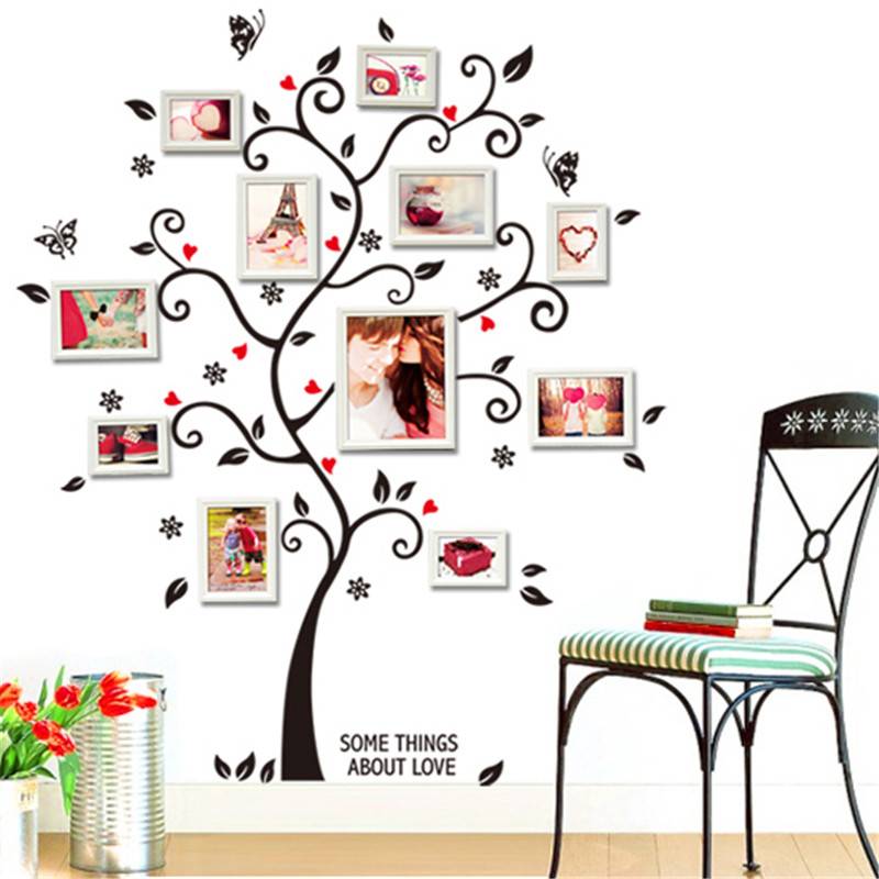 Large Size Family Photo Frame Tree Wall Sticker Stickers Home Decor Living Room Bedroom Decals 45*60CM