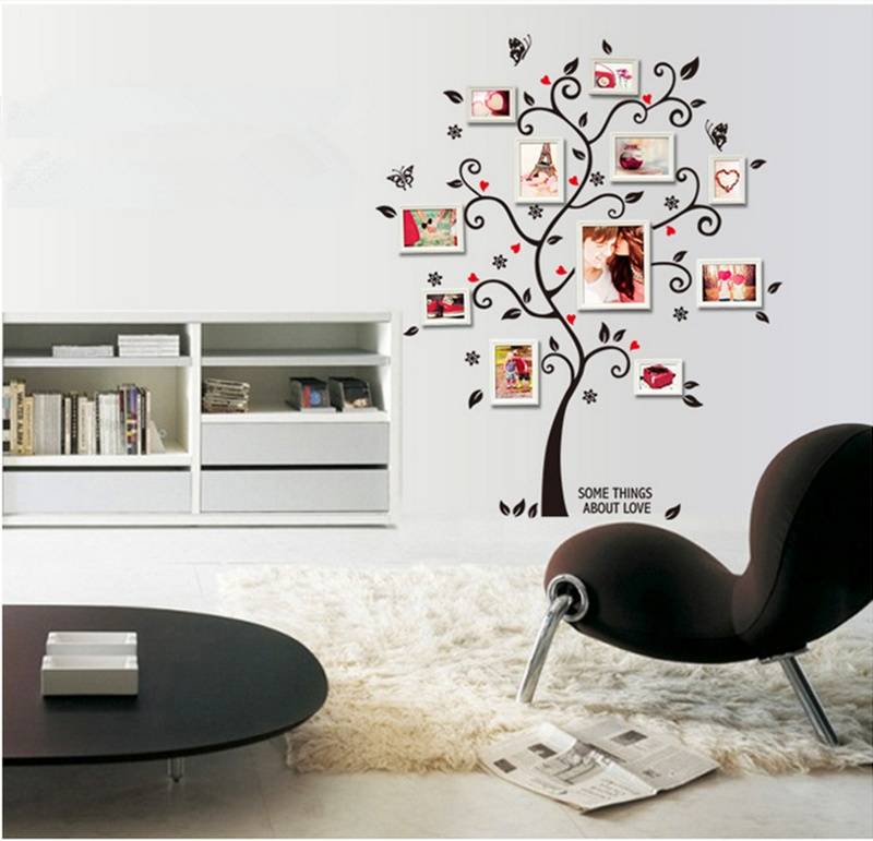 Large Size Family Photo Frame Tree Wall Sticker Stickers Home Decor Living Room Bedroom Decals 45*60CM