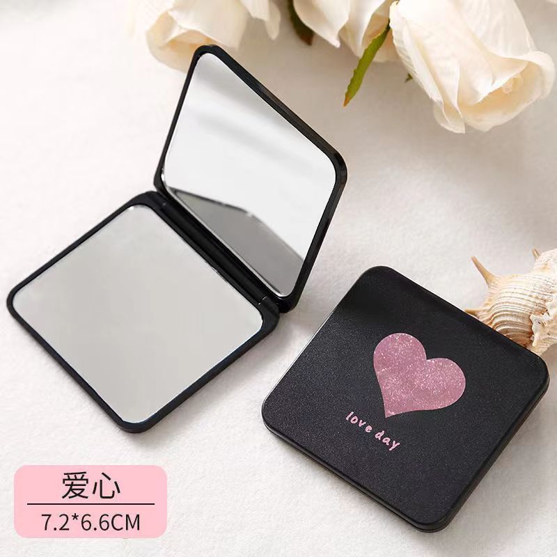 Foldable Makeup Mirror Mini Square Makeup Vanity Mirror Portable Hand Mirrors Double-sided Compact Mirror Pocket Cosmetic Mirror C-395