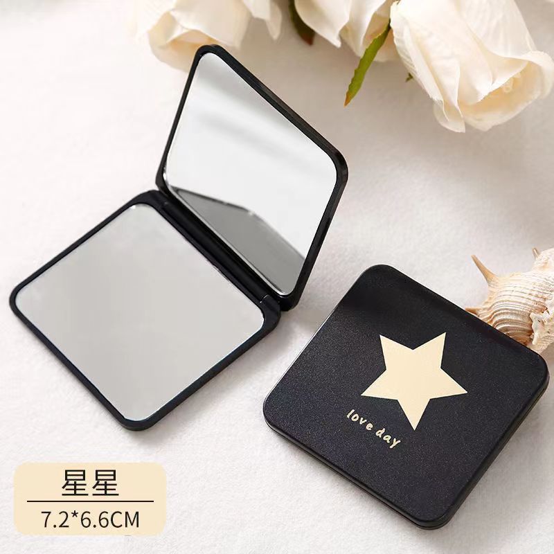 Foldable Makeup Mirror Mini Square Makeup Vanity Mirror Portable Hand Mirrors Double-sided Compact Mirror Pocket Cosmetic Mirror C-395