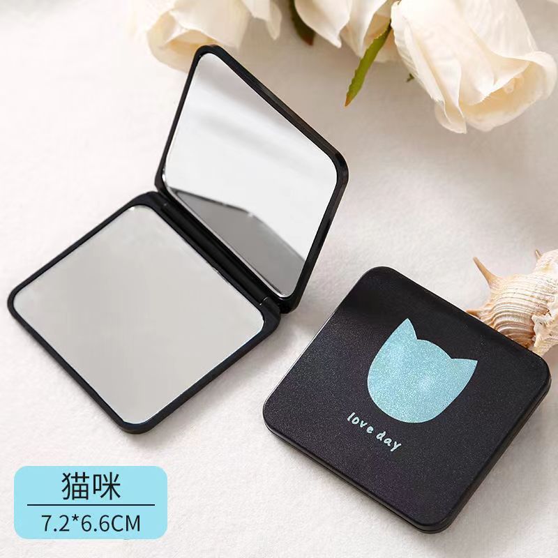 Foldable Makeup Mirror Mini Square Makeup Vanity Mirror Portable Hand Mirrors Double-sided Compact Mirror Pocket Cosmetic Mirror C-395