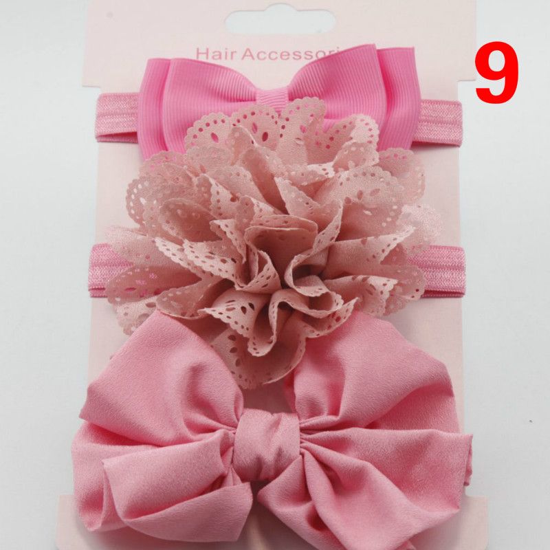 New children's bow flower headband hair accessory combination three-piece baby tiara headband card set T-38