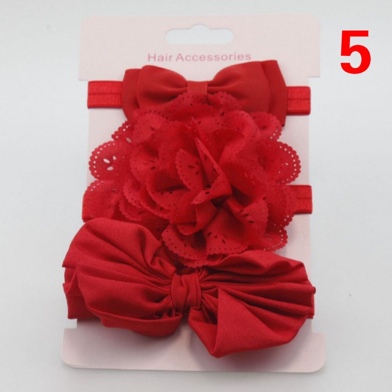 New children's bow flower headband hair accessory combination three-piece baby tiara headband card set T-38