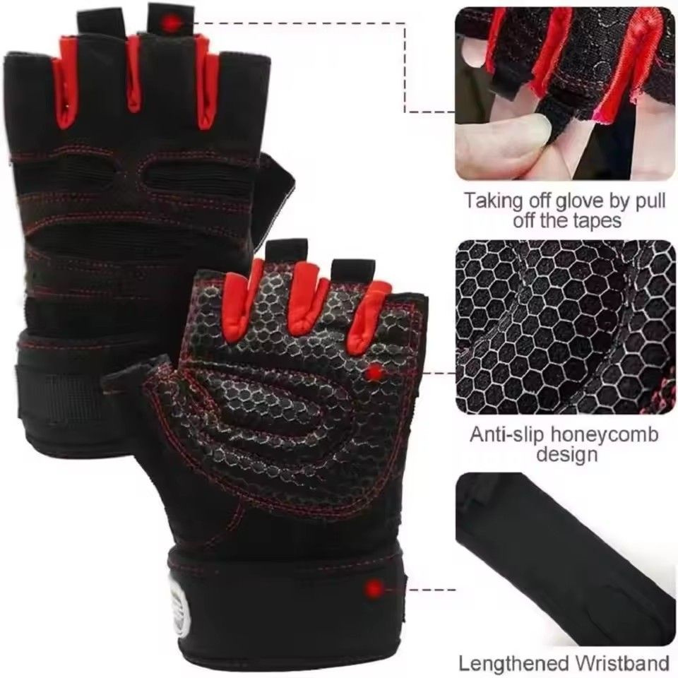 Fitness Gloves Sports Riding Half Finger Gloves Outdoor Hiking Gloves Gym Gloves O-4-6