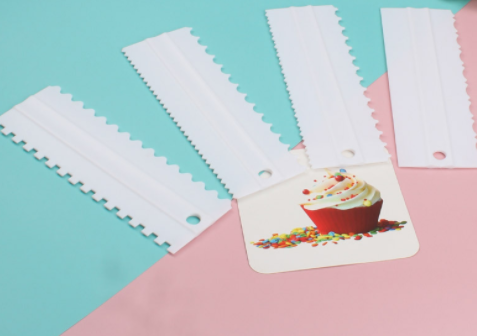 4-piece cream scraper comb plastic cream double tooth scraper cake scraper baking E-1086