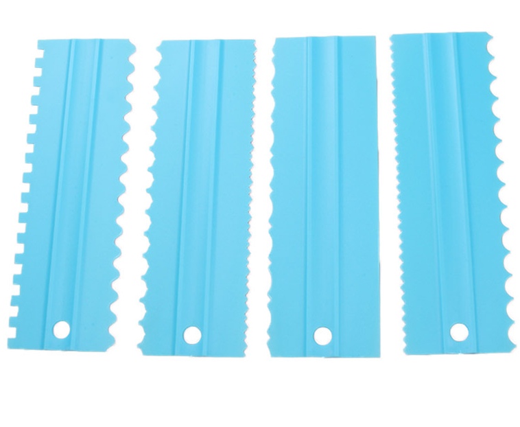 4-piece cream scraper comb plastic cream double tooth scraper cake scraper baking E-1086