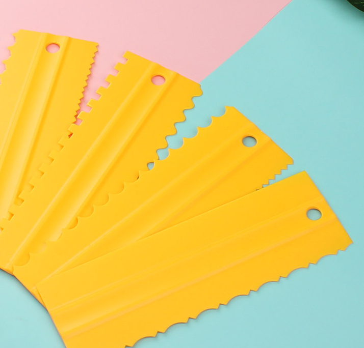 4-piece cream scraper comb plastic cream double tooth scraper cake scraper baking E-1086