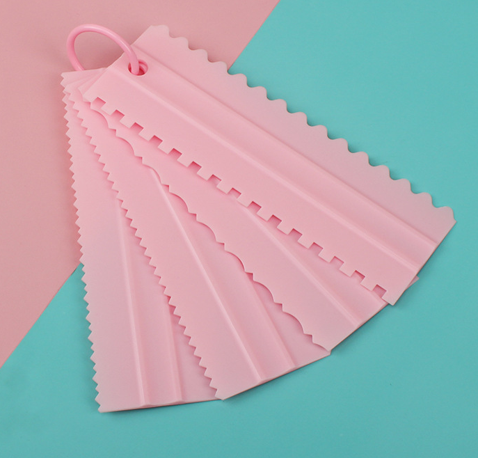 4-piece cream scraper comb plastic cream double tooth scraper cake scraper baking E-1086