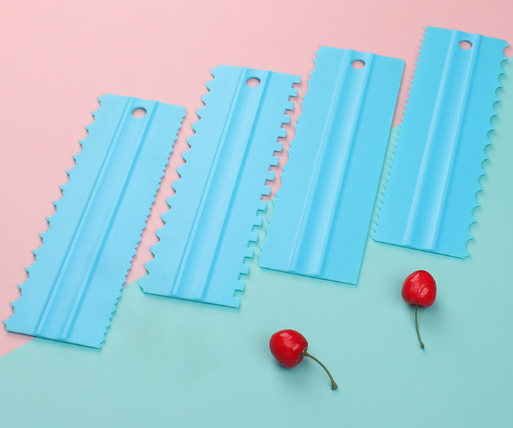 4-piece cream scraper comb plastic cream double tooth scraper cake scraper baking E-1086