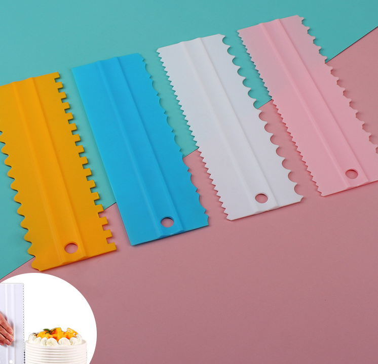 4-piece cream scraper comb plastic cream double tooth scraper cake scraper baking E-1086