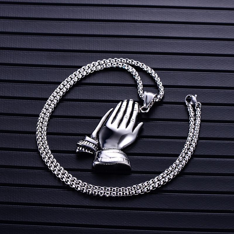 Product Titanium Steel Stainless Steel Prayer Pendant Necklace Gold Silver Bergamot Tag Men's Necklace  A-1147