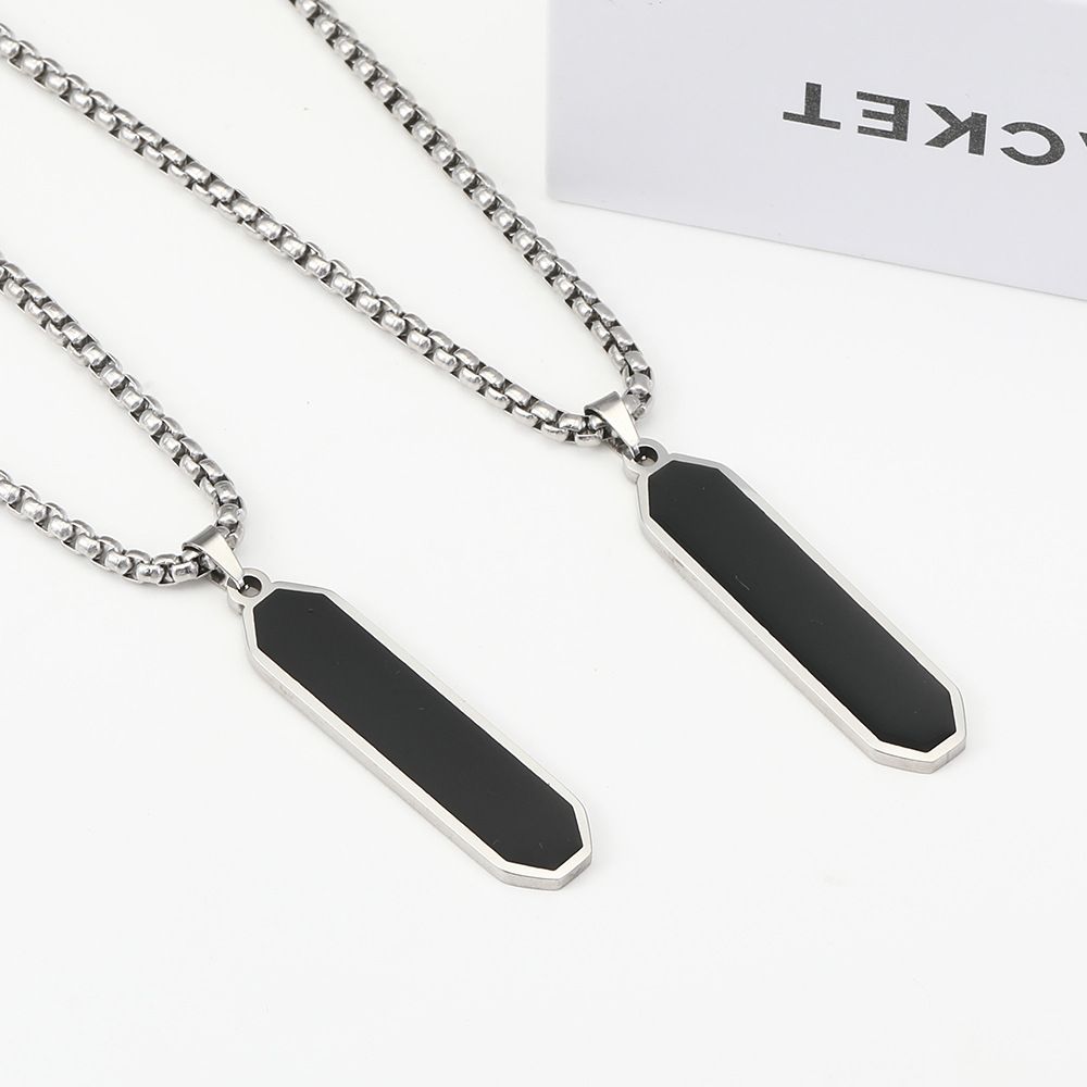 New Hot Selling Black Oil Dropping Titanium Steel Necklace, Popular Style for Men's Simple Stainless Steel Necklace A-2011