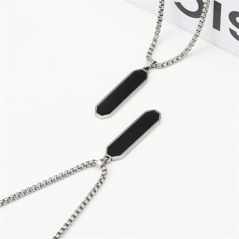 New Hot Selling Black Oil Dropping Titanium Steel Necklace, Popular Style for Men's Simple Stainless Steel Necklace A-2011