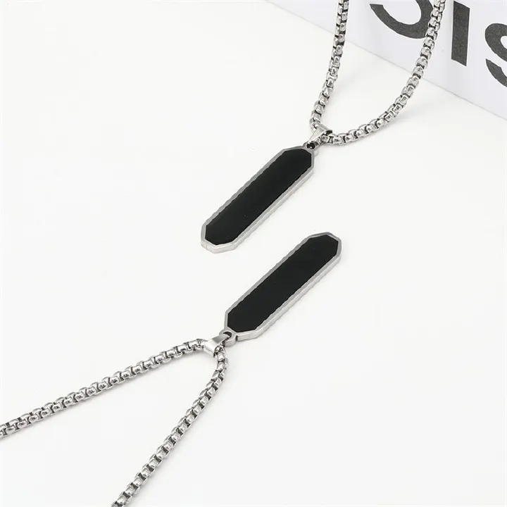 New Hot Selling Black Oil Dropping Titanium Steel Necklace, Popular Style for Men's Simple Stainless Steel Necklace A-2011