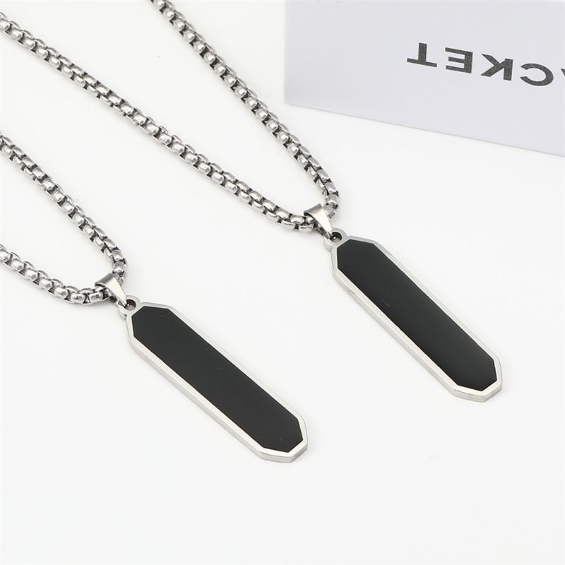 New Hot Selling Black Oil Dropping Titanium Steel Necklace, Popular Style for Men's Simple Stainless Steel Necklace A-2011