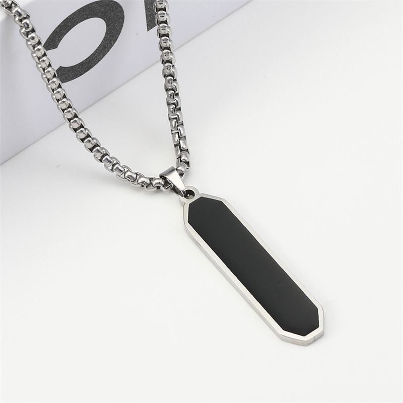 New Hot Selling Black Oil Dropping Titanium Steel Necklace, Popular Style for Men's Simple Stainless Steel Necklace A-2011
