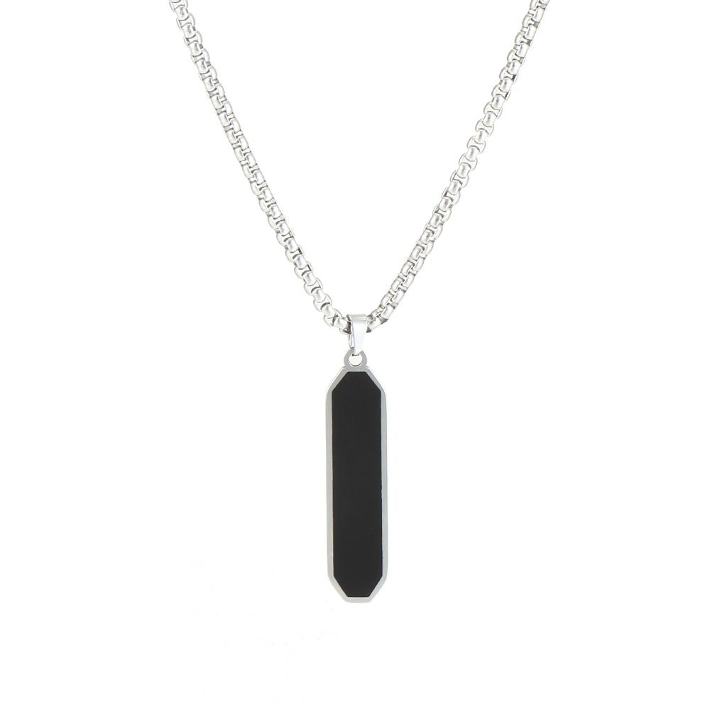 New Hot Selling Black Oil Dropping Titanium Steel Necklace, Popular Style for Men's Simple Stainless Steel Necklace A-2011