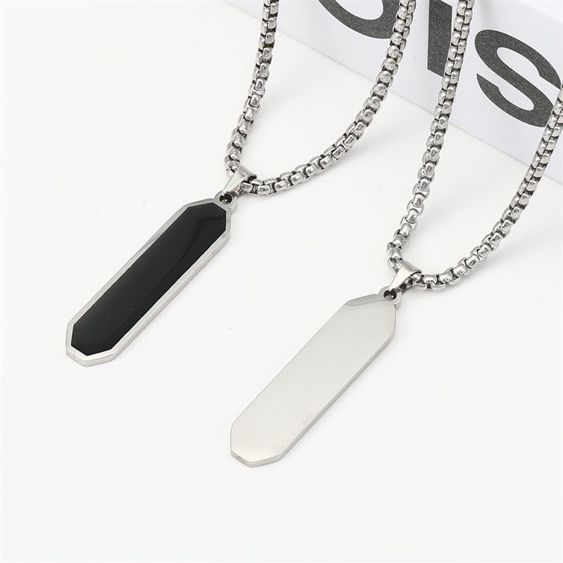 New Hot Selling Black Oil Dropping Titanium Steel Necklace, Popular Style for Men's Simple Stainless Steel Necklace A-2011