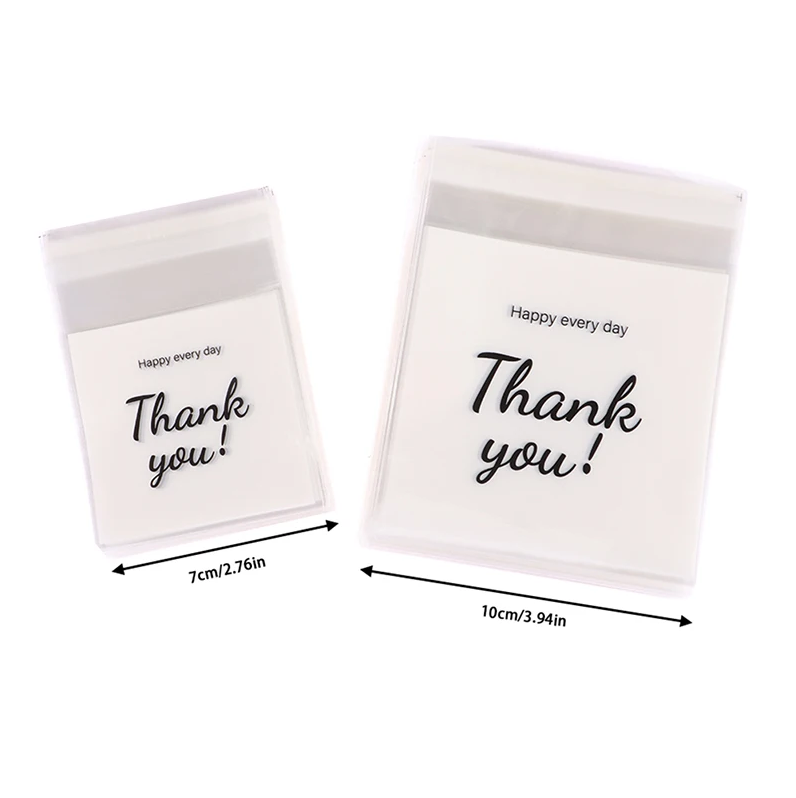 100Pcs Plastic Bag Thank you Cookie Bag Self-Adhesive Candy Bag For Wedding Birthday Party Gift Bag Biscuit Baking Packaging Bag E-821