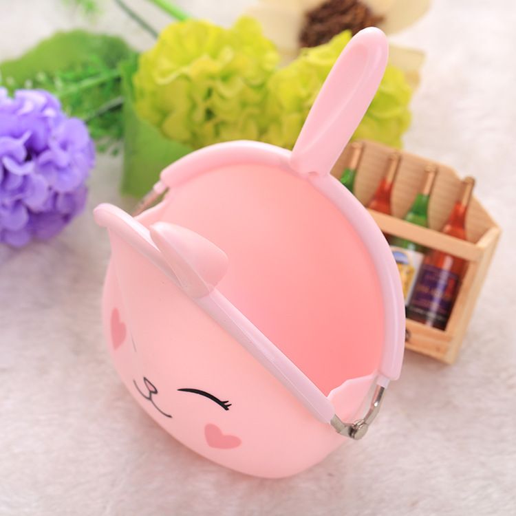 Cute silicone coin purse cartoon bunny key bag candy color soft cotton coin bag C-79-9