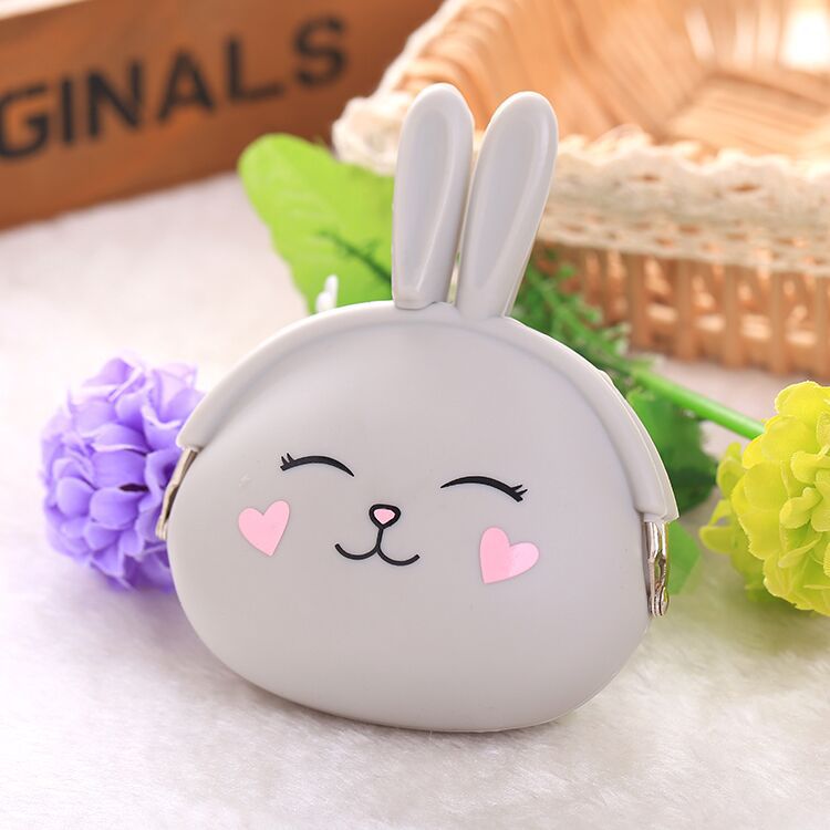 Cute silicone coin purse cartoon bunny key bag candy color soft cotton coin bag C-79-9