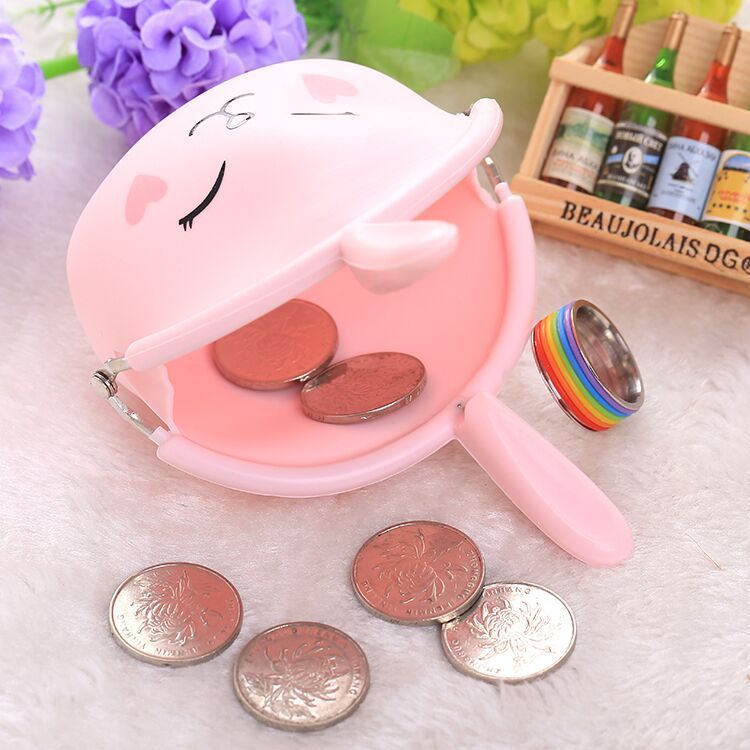 Cute silicone coin purse cartoon bunny key bag candy color soft cotton coin bag C-79-9
