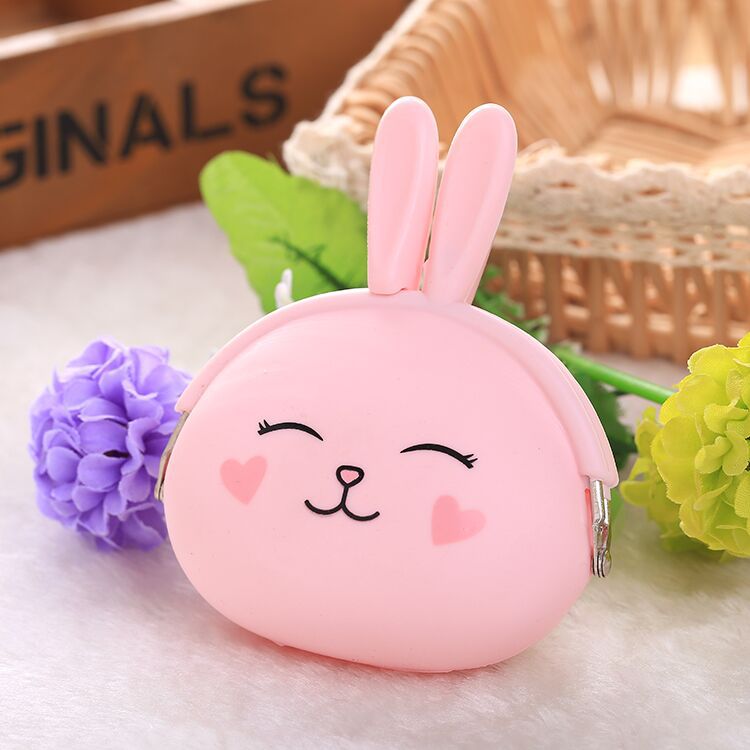 Cute silicone coin purse cartoon bunny key bag candy color soft cotton coin bag C-79-9