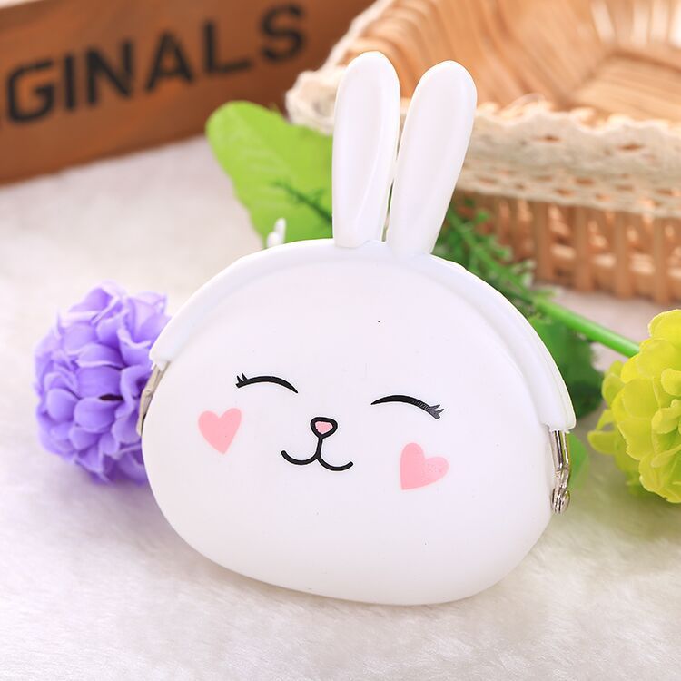 Cute silicone coin purse cartoon bunny key bag candy color soft cotton coin bag C-79-9
