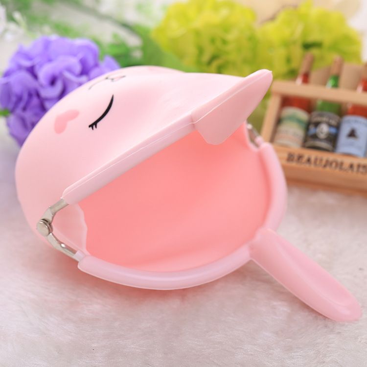 Cute silicone coin purse cartoon bunny key bag candy color soft cotton coin bag C-79-9
