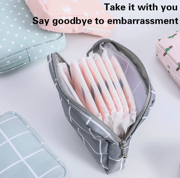 Women's Small Cosmetic Bag Travel Mini Sanitary Napkins Make Up Lipstick Storage Pouch Cute Cotton Girl Makeup Bags Case E-1114