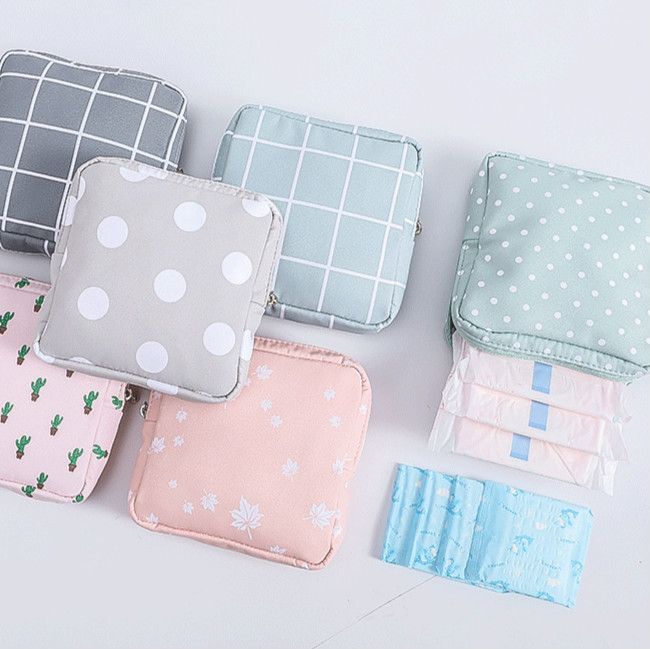 Women's Small Cosmetic Bag Travel Mini Sanitary Napkins Make Up Lipstick Storage Pouch Cute Cotton Girl Makeup Bags Case E-1114