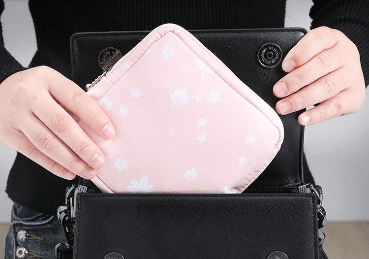 Women's Small Cosmetic Bag Travel Mini Sanitary Napkins Make Up Lipstick Storage Pouch Cute Cotton Girl Makeup Bags Case E-1114