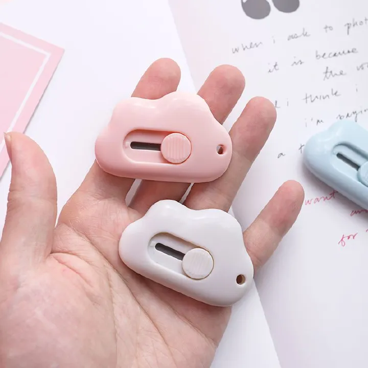 Cute Cloud Color Mini Portable Utility Knife Paper Cutter Cutting Paper Razor Blade Office Stationery Cutting Supplies E-809