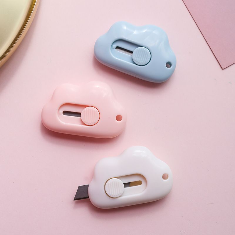 Cute Cloud Color Mini Portable Utility Knife Paper Cutter Cutting Paper Razor Blade Office Stationery Cutting Supplies E-809