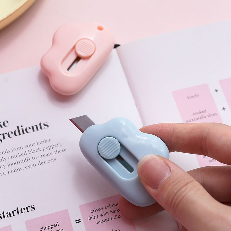 Cute Cloud Color Mini Portable Utility Knife Paper Cutter Cutting Paper Razor Blade Office Stationery Cutting Supplies E-809