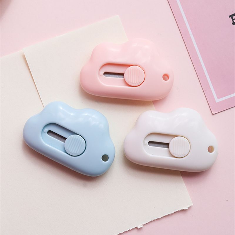 Cute Cloud Color Mini Portable Utility Knife Paper Cutter Cutting Paper Razor Blade Office Stationery Cutting Supplies E-809