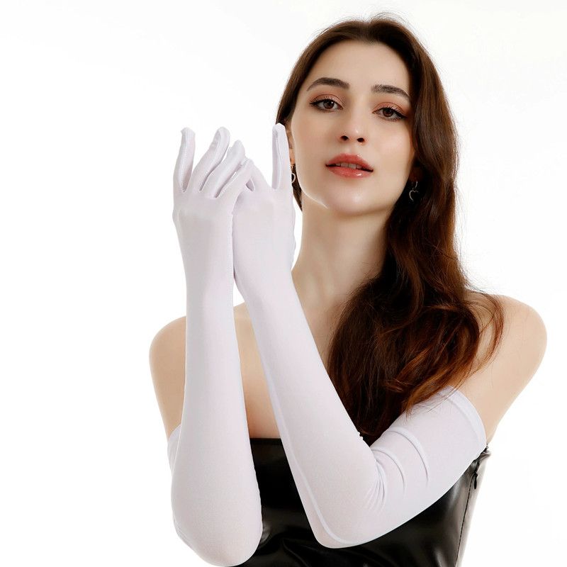 Women's Extended Stretch Milk Silk Gloves Summer Sunscreen Thin Driver Dance Performance Wedding Dress Hands Lady Mittens FZ-483