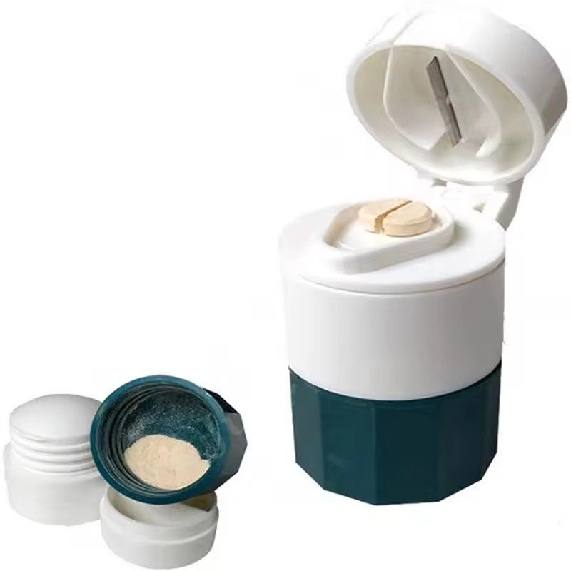 4 In 1 Portable Pill Case Medicine Splitter Powder Pastillero Grinder Pill Cutter Medicine Box Storage Drug Container Pillbox