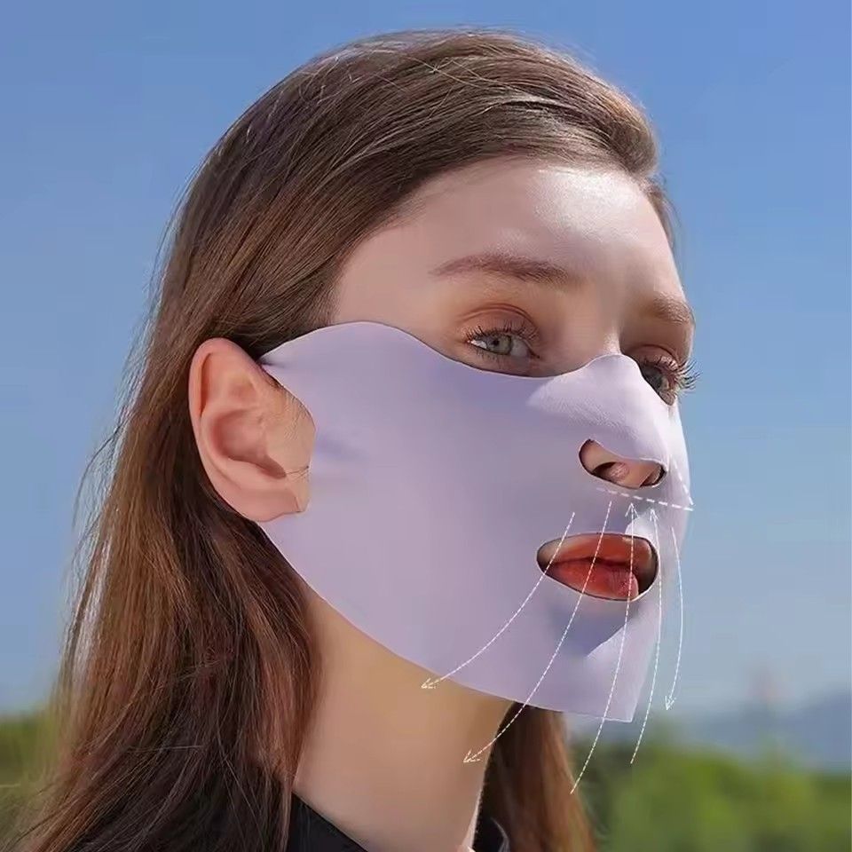 Outdoor Sport Sunscreen Mask Women Traceless Mask Ice Silk Anti-UV 400 Facemask Summer Cycling Sun Protection Breathable Thin