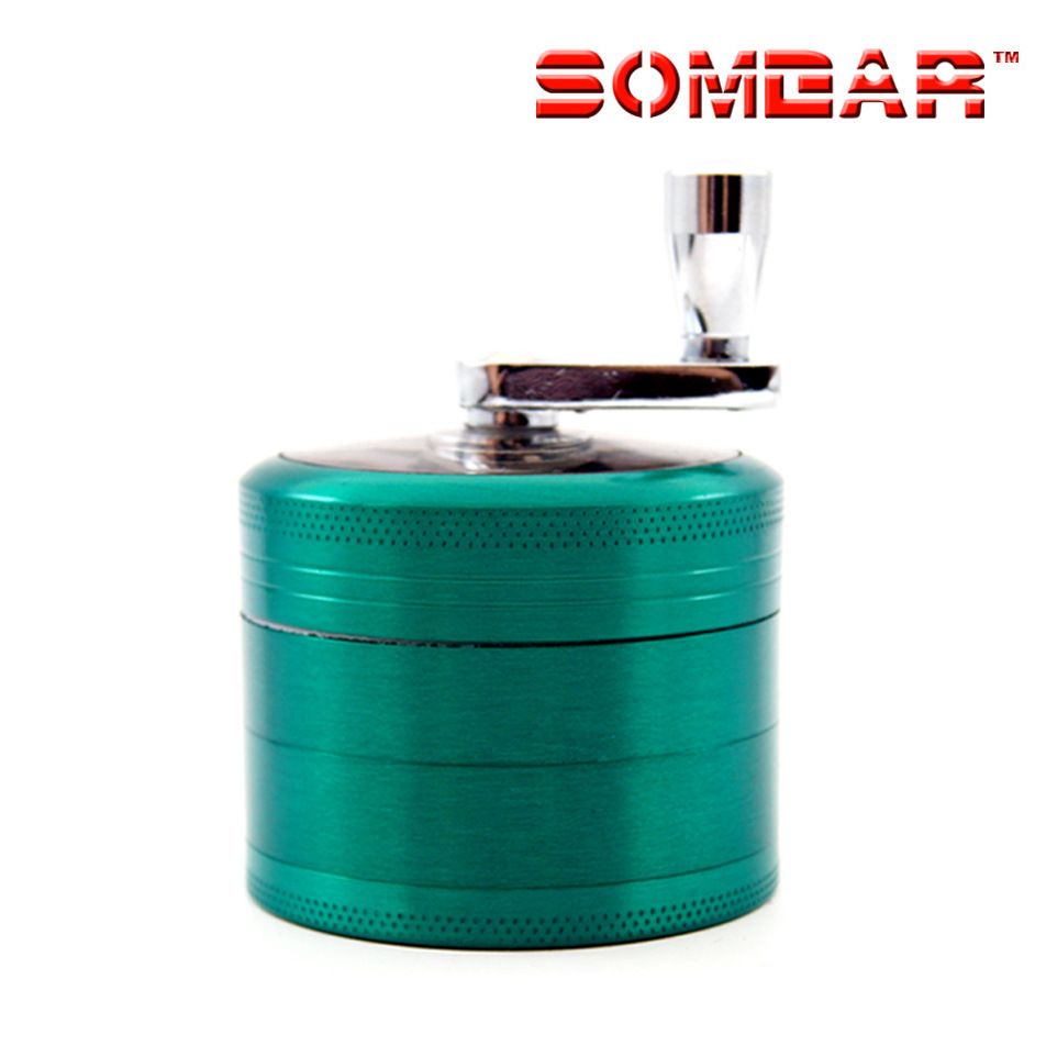 4 Layers Herb Tobacco Spice Weeds Grass Aluminium Grinder Smoke Crusher Hand Crank Muller Mill Pollinator Smoking Accessories B2-163-6
