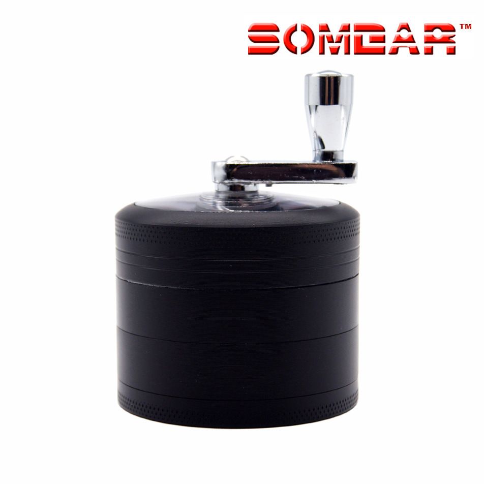 4 Layers Herb Tobacco Spice Weeds Grass Aluminium Grinder Smoke Crusher Hand Crank Muller Mill Pollinator Smoking Accessories B2-163-6